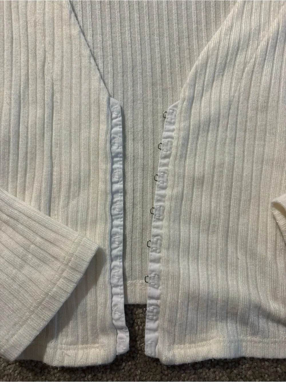 Reformation White Ribbed Puff-Sleeve Top